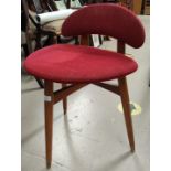 A 1960's teak designer dressing chair; a turned wood standard lamp; a 1930's set of 4 oak dining