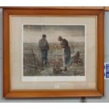 After Millet: "The Angelus", Edwardian coloured print, framed and glazed