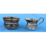 A hallmarked silver sugar & cream set with extensive embossed decoration, London 1889, 3.5oz