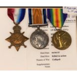 1754 Pte. P. Porter, Lancashire Fusiliers, WWI 1914-15 Star trio, Killed in Action, Gallipoli 06.