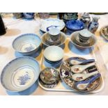 A selection of Chinese and Japanese porcelain, tea bowls, rice bowls, larger dishes etc