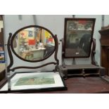 Two dressing table mirrors in free standing mahogany frames