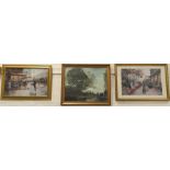 Three large Impressionist prints, framed and glazed