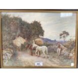 Fred J Knowles: watercolour scene of ' country scene of two horses on a road', signed bottom