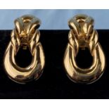 A pair of Christian Dior gilt hoop clip-on earrings