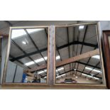 A pair of rectangular wall mirrors in silvered frames and other items
