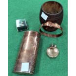A WWI trench art copper bracelet, a similar lighter, 3 other items
