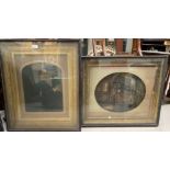 A Victorian cabinet frame containing three quarter length portrait of a woman, 70 x 60 cm; and