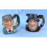 2 Royal Doulton character jugs - Rip Van Winkle D6463, Wrongly Named as Smuggler D6619, St. George