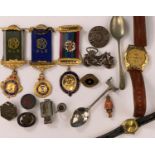 A selection of costume jewellery including Masonic items etc