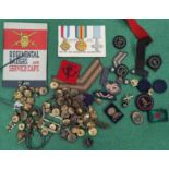 A quantity of British Army buttons and badges, Boy Scout items etc