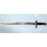 A BRITISH early 20th century bayonet with nickel chromed blade, marked C '91 WD E14 E66 (blade 46.