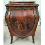 A large 19th Century Louis XV style quarter veneered Kingswood Bombay commode cabinet with