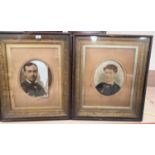 A Victorian pair of cabinet frames containing photo portraits of a man and woman, 70 x 59 cm overall