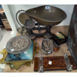 A pair of Victorian scales and collectables