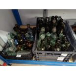 A selection of antique glass bottles of various colours