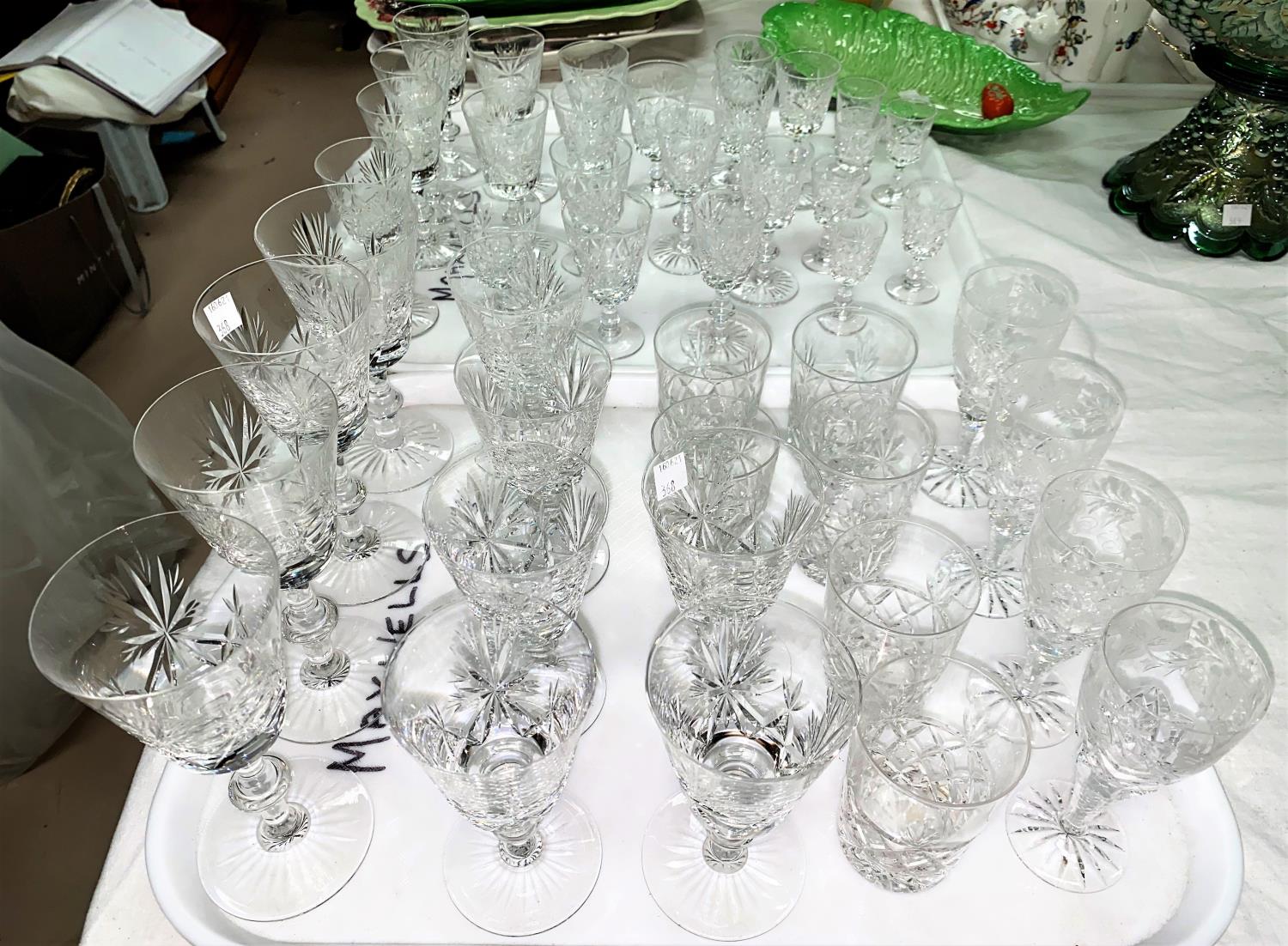 A selection of Edinburgh Crystal and other glasses: liqueurs; wines; tumblers; etc.