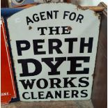 An early 20th century double sided enamel sign for The Perth Dye Works Cleaners, 46 x 34cm