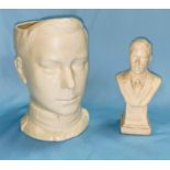A Bretby musical character jug with white glaze: Edward VIII, 20 cm; a plaster bust