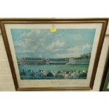 Alan Fearnley: "Lord's Cricket Ground", print signed by artist and players; 2 other prints
