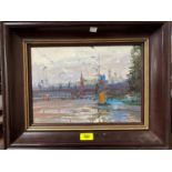 A Dubovsky Morning by the Moscova River oil on canvass monogrammed signed on reverse 23 x 33 framed