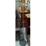 A mid 20th century modernist design chrome coat, hat and umbrella stand