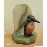 A cold painted kingfisher on onyx base