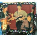 A 1960's style rug / wall hanging depicting the Beatles with fringed ends