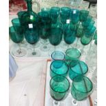 A Victorian turquoise glass wine jug; 35 approx similar wines