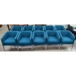 A set of 10 Italian designer Segis 'Alphabet' easy chairs in teal upholstery