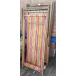 Four vintage wood framed deckchairs