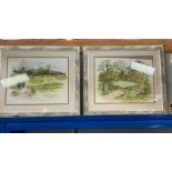 A pair of local water colours depicting woodland and golf courses by Zilpha Thomas, silvered