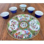 A selection of Chinese ceramics, including famille vert dish diameter 20cm , tea bowls, blue and