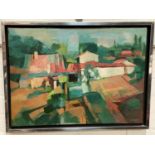 VIVIAN - Impressionist style art on canvas, titled en verso "Lusignan the Smallholding", signed,