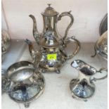 A Victorian EPBM 4 piece baluster tea set