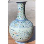 A large Chinese globular vase with slender neck "Doncai" and other decoration, bearing 6 character