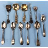 Six various 19th Century silver teaspoons, various dates and Assay offices, 3oz, 97gm & four