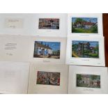 A group of 6 Macclesfield silk pictures, includes Gawsworth & Little Moreton Halls