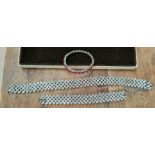 A modern costume clear stone and silvered necklace and bracelet set, another item