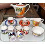 A Wedgwood limited edition tea set of 19 pieces, in the Clarice Cliff manner