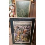 John Liddell: "Southampton1968", artist signed print, 55 x 35 cm, framed and glazed; John Hunter: