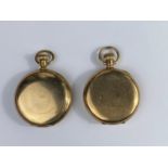 Two gold plated full Hunter pocket watches, 1 x Elgin and 1 x Waltham