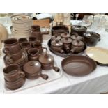 A Langley part diner service, 36 pieces approx; a selection of similar brown stoneware