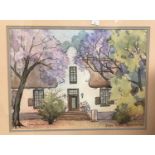 Mary Hulme: Cape Dutch house, watercolour, signed, 26 x 34 cm, framed and glazed; a smaller