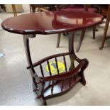 A mahogany two drawer canteen stand on cabriole legs and a mahogany reproduction magazine rack/