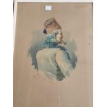 Nap Girotto: Peasant man in fez, smoking a pipe, watercolour, signed, 34 x 24 cm, framed and glazed