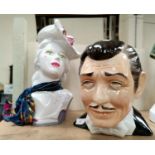 A Flesh Pots ceramic head bust of Clark Gable, 30 cm; and another