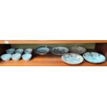 Six Chinese Tek Sing Cargo tea bowls and five smaller dishes