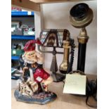 A vintage style stick telephone; a Mr Punch doorstop; etc.