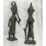 Two African Benin style bronzes of tribal figures.